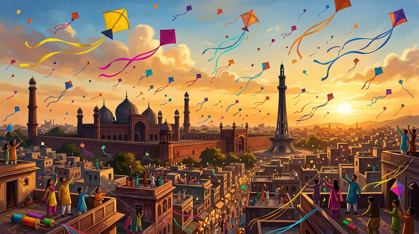 Lahore Basant Kites in Sky